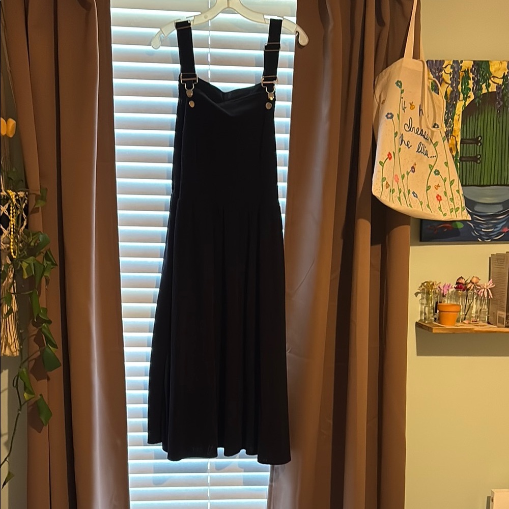 SHEIN Black Pleated Sundress with Spaghetti Straps